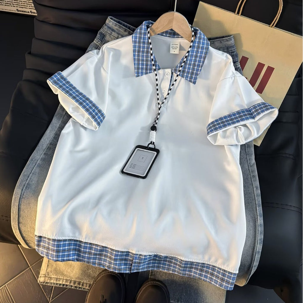 Cleanfit Plaid Polo Shirt T-Shirt for Men and Women