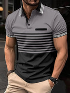 POLO shirt jacquard threaded collar lapel for men