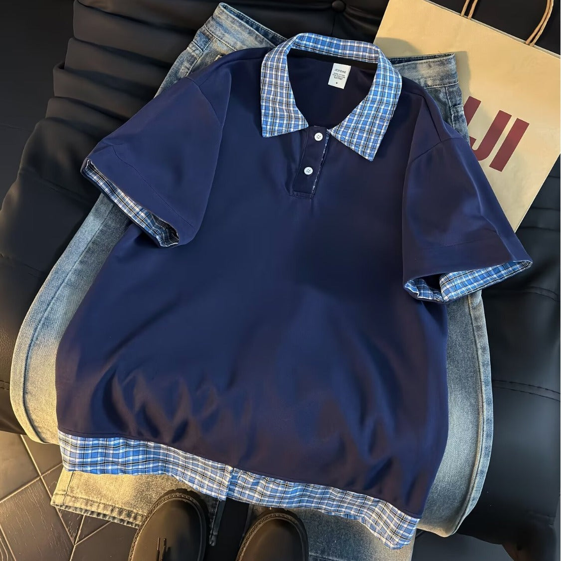 Cleanfit Plaid Polo Shirt T-Shirt for Men and Women