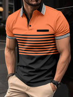 POLO shirt jacquard threaded collar lapel for men