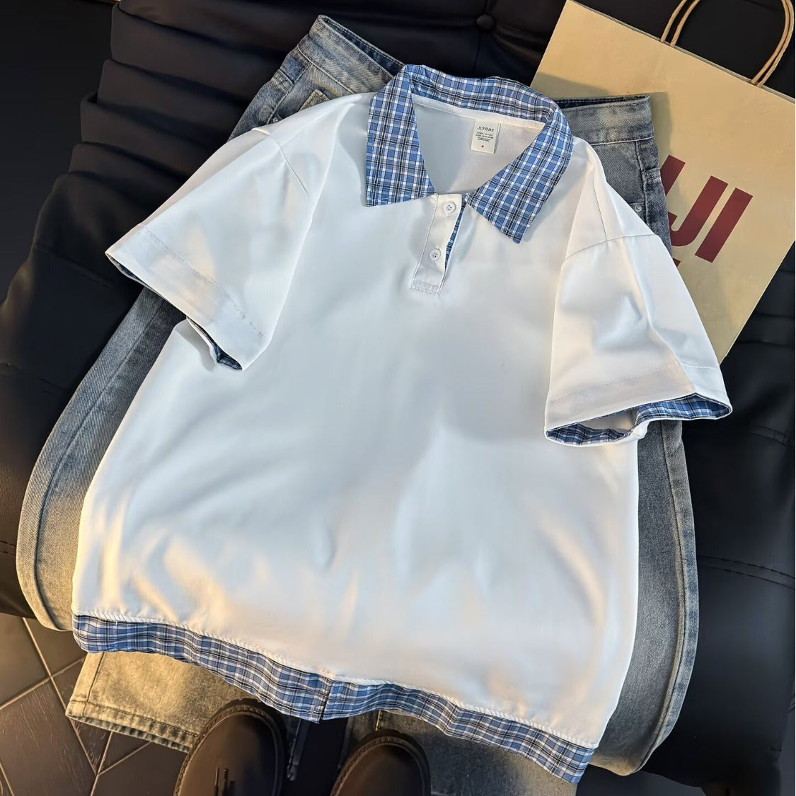 Cleanfit Plaid Polo Shirt T-Shirt for Men and Women