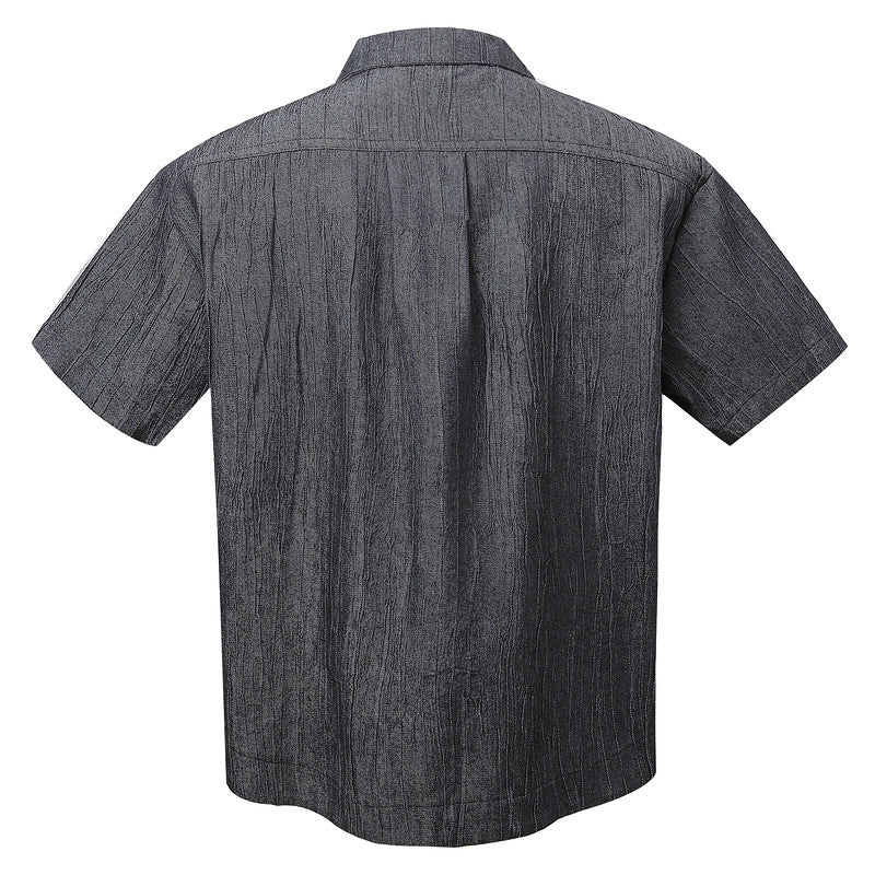 Polo Collar Short Sleeve Shirt Summer Loose Collar Shirt Men