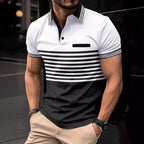 POLO shirt jacquard threaded collar lapel for men