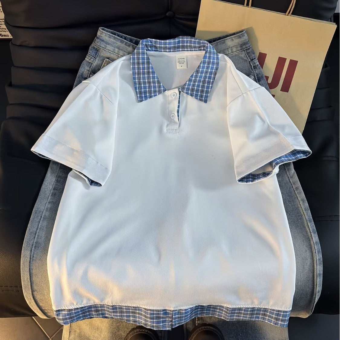 Cleanfit Plaid Polo Shirt T-Shirt for Men and Women