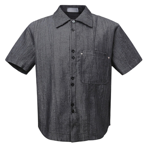 Polo Collar Short Sleeve Shirt Summer Loose Collar Shirt Men