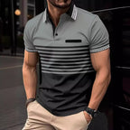 POLO shirt jacquard threaded collar lapel for men
