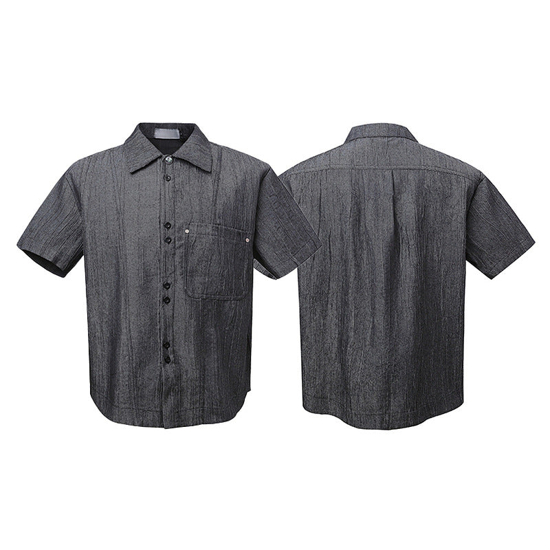 Polo Collar Short Sleeve Shirt Summer Loose Collar Shirt Men