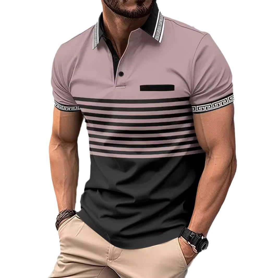 POLO shirt jacquard threaded collar lapel for men